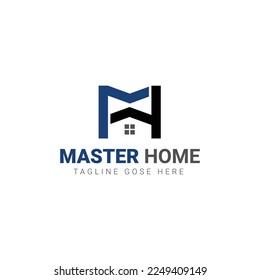 Master Home Logo, MH Letter Logo. HM letter Logo. Creative Logo Design. 