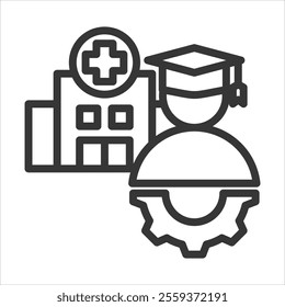 Master Of Hospital Management Outline Icon Vector Illustration