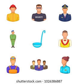 Master icons set. Cartoon set of 9 master vector icons for web isolated on white background