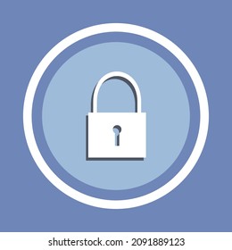 Master key icon. Lock icon in the circle. Padlock icon vector
illustration on blue background