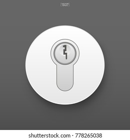 Master key. Key lock. Keyhole on gray background. Vector illustration.