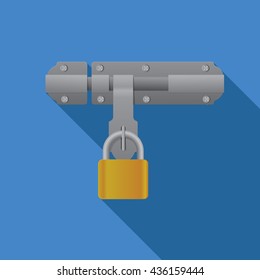 Master key on hasp lock vector flat design
