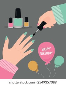 The Master Of The Manicure Coats Nails With Happy Birthday Gel Polish Style,Color