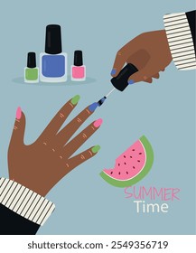 The Master Of The Manicure Coats Nails With Summer Gel Polish Style, Color