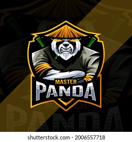 Master Panda Mascot Logo Esports Design Template