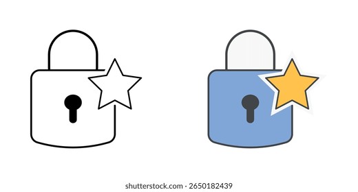 Master password protection icon with lock and star symbol, ideal for password security, digital protection, and personal privacy illustrations.