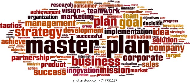 Master Plan Word Cloud Concept. Vector Illustration