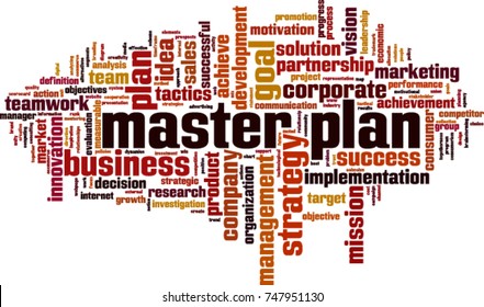 Master Plan Word Cloud Concept. Vector Illustration