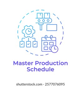 Master production schedule blue gradient concept icon. Products manufacture planning process. MRP input. Round shape line illustration. Abstract idea. Graphic design. Easy to use in booklet