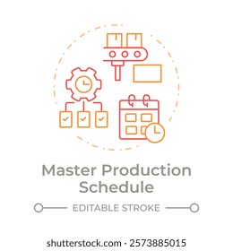 Master production schedule duo tone concept icon. Products manufacture planning process. MRP input. Round two color outline illustration. Abstract vector design. Easy to use in booklet