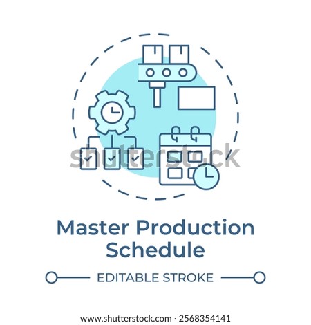 Master production schedule soft blue concept icon. Products manufacture planning process. MRP input. Round shape line illustration. Abstract idea. Graphic design. Easy to use in booklet