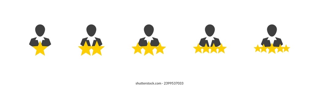 Juego de iconos de clasificación de comentarios del servicio maestro. Iconos de calificación de satisfacción del cliente.