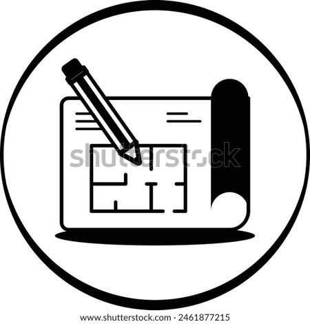 Master single unified overall design vector icon design, Labor Day Symbol, 1st of May Sign, International Workers Day stock illustration, architectural building Plan and Pencil concept