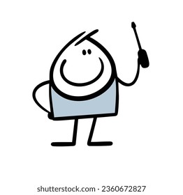Master and skilled worker holds a screwdriver tool in his hand. Vector illustration of a satisfied stickman and an item for repair. Cute person isolated on white background.