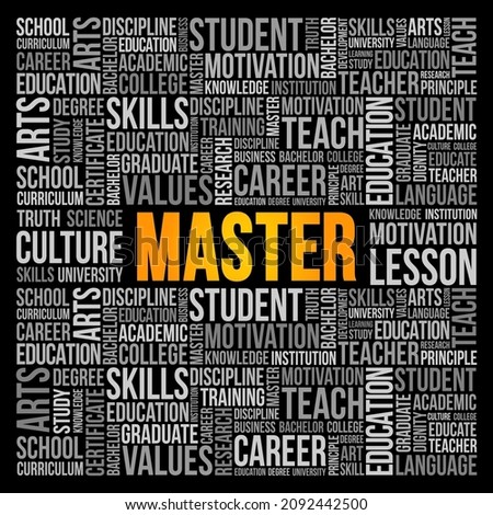 Master word cloud collage, education concept background