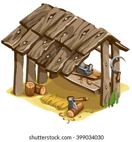 The master workstation isolated on white background. Vector cartoon close-up illustration.
