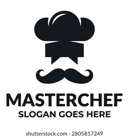 Masterchef logo with chef hat and mustache graphic design element icon