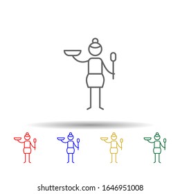 MasterChef, woman multi color style icon. Simple thin line, outline vector of Restaurant icons for ui and ux, website or mobile application