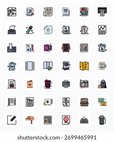 Masterfully creó 42 iconos vectoriales que representan el papel en el diseño de línea llena, con 128x128 píxeles Resolución perfecta para una calidad visual excepcional.