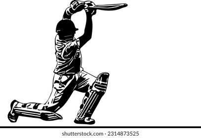 Mastering the Perfect Straight Drive Silhouette of Cricket Batsman in Test Match, Unveiling the Art of Silhouette Cricket Batting, Cricketing Excellence