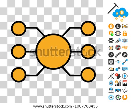 Masternode Nodes pictograph with bonus bitcoin mining and blockchain icons. Vector illustration style is flat iconic symbols. Designed for bitcoin ui toolbars. Stock photo © 