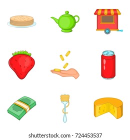 Masterpiece food icons set. Cartoon set of 9 masterpiece food vector icons for web isolated on white background
