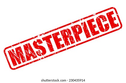 Masterpiece red stamp text on white
