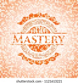 Mastery abstract orange mosaic emblem