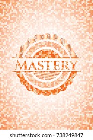 Mastery abstract orange mosaic emblem