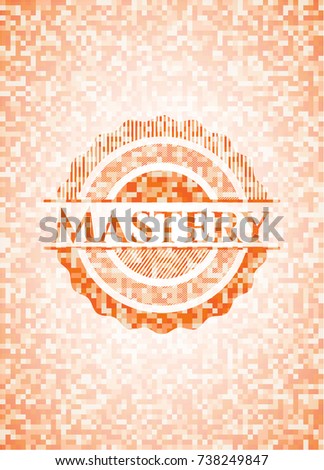 Mastery abstract orange mosaic emblem