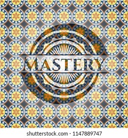 Mastery arabic badge background. Arabesque decoration.