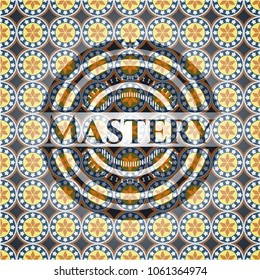 Mastery arabic style badge. Arabesque decoration.