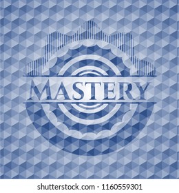 Mastery blue polygonal emblem.