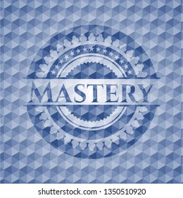 Mastery blue polygonal emblem.