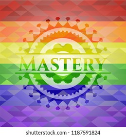 Mastery on mosaic background with the colors of the LGBT flag