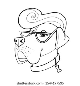 Mastiff. Big breed dogs. Coloring book page. Vector illustration. Vector logo pure-bred
