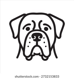 Vector de icono de contorno de vista frontal de cabeza de perro mastín.