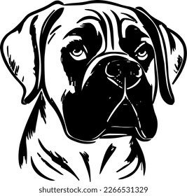 Mastiff, dog head, vector illustration, black color, vector image