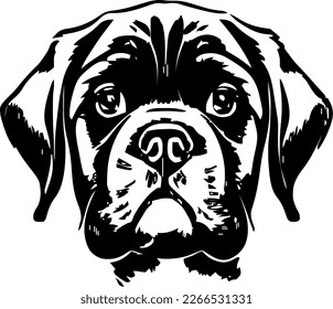 Mastiff, dog head, vector illustration, black color, vector image