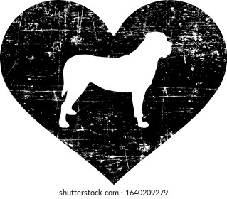 Mastiff silhouette in black heart