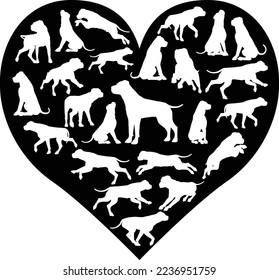 A Mastiff or similar dog heart silhouette concept for someone who loves their pet