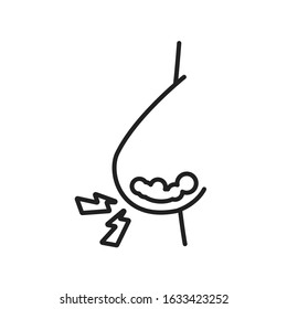 Mastitis line black icon. Breastfeeding disease concept. Health problems in women. Sign for web page, mobile app, button, logo. Vector isolated element. Editable stroke.