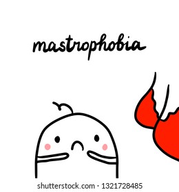 Mastrophobia hand drawn illustration with cute marshmallow