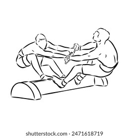 mas-wrestling Yakut sport vector sketch