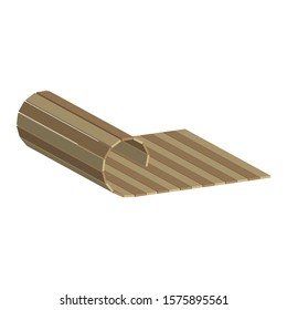 Mat of bamboo for twisting sushi rolls.3d vector illustration and isometric view.	