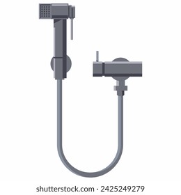 Mat black handheld bidet sprayer vector cartoon illustration isolated on a white background.