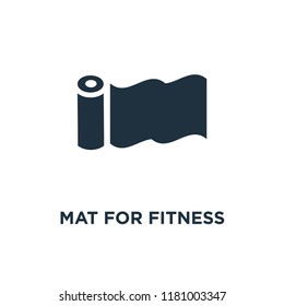 Mat for Fitness icon. Black filled vector illustration. Mat for Fitness symbol on white background. Can be used in web and mobile.