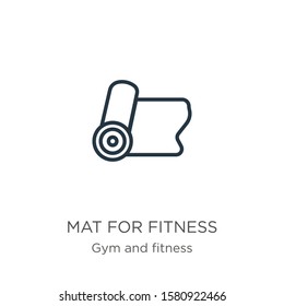 Mat for fitness icon. Thin linear mat for fitness outline icon isolated on white background from gym and fitness collection. Line vector sign, symbol for web and mobile