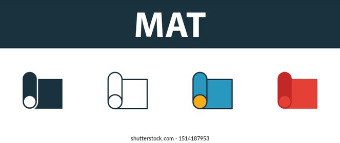 Mat icon set. Premium simple element in different styles from fitness icons collection. Set of mat icon in filled, outline, colored and flat symbols concept.