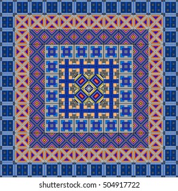Mat with square ornament can be used as a  wallpaper for your site, design projects, textile goods and other.